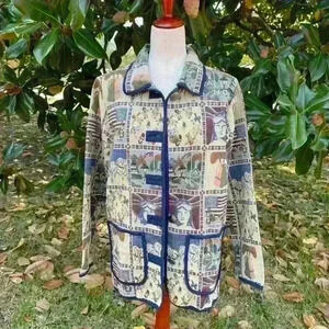 Vintage tapestry jacket with American pattern by Blair